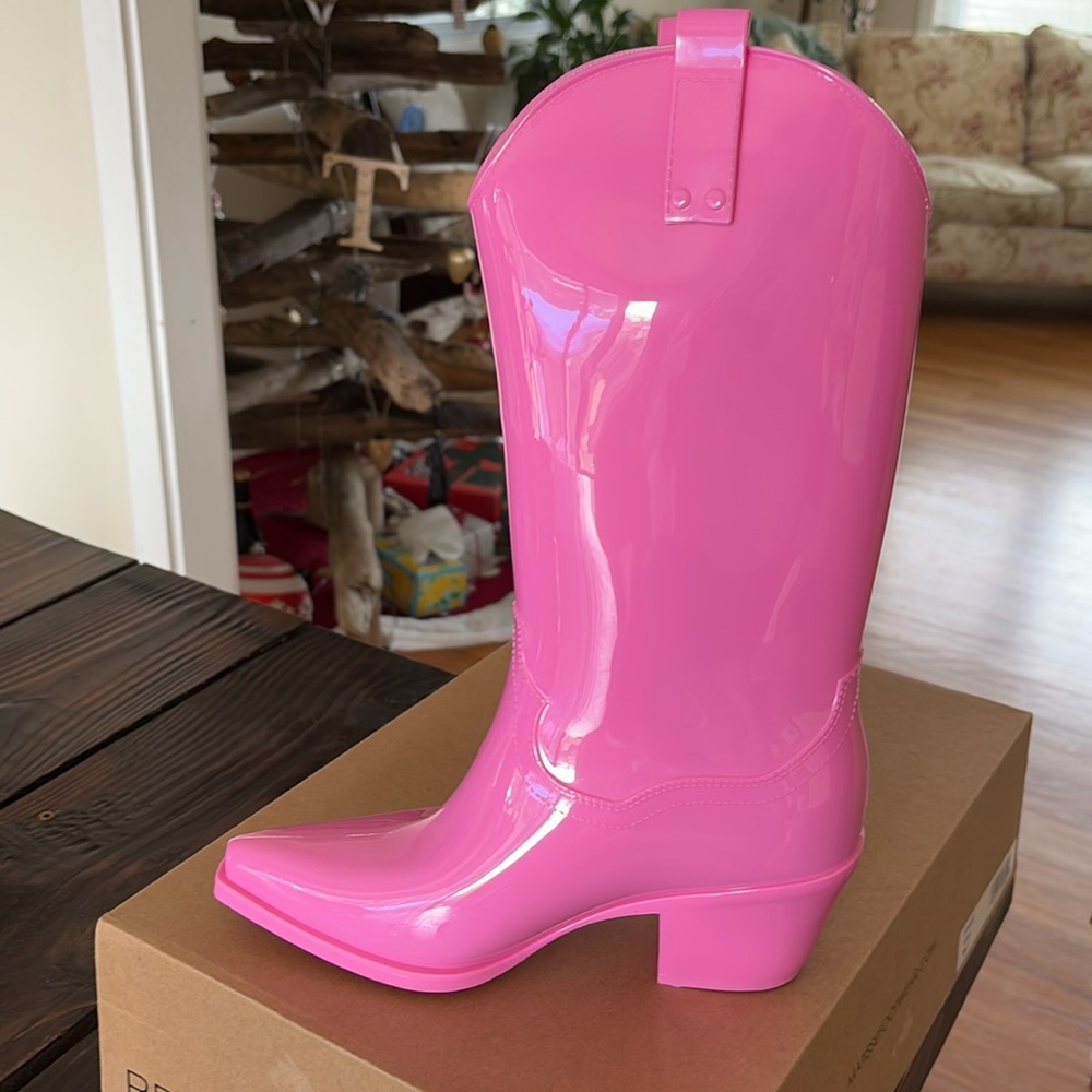 Pink size 9 cowboy rain boots - brand new, never worn.